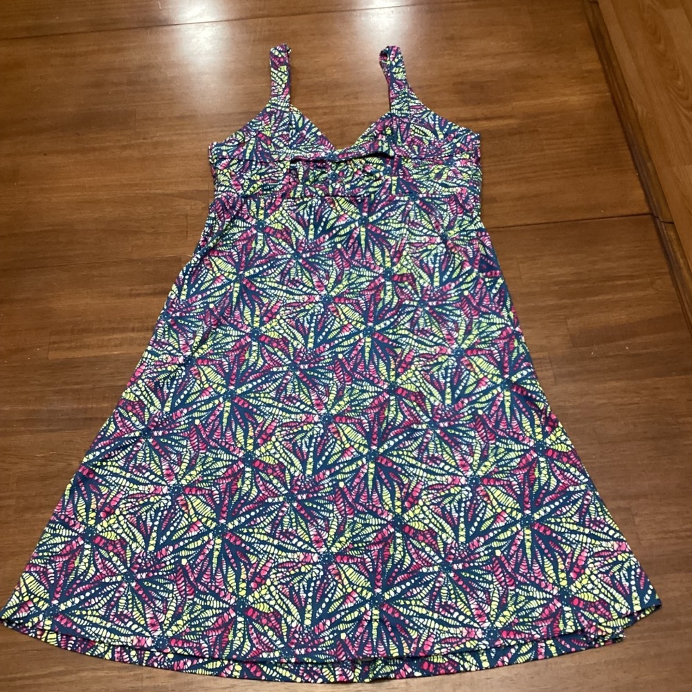 Patagonia Margot Dress Geometric Leaf Print Shelf Bra Large Normcore Athletic - Picture 6 of 8